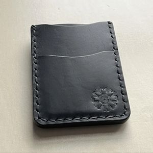 Handmade Leather Cardholder Wallet Moneyclip - Black